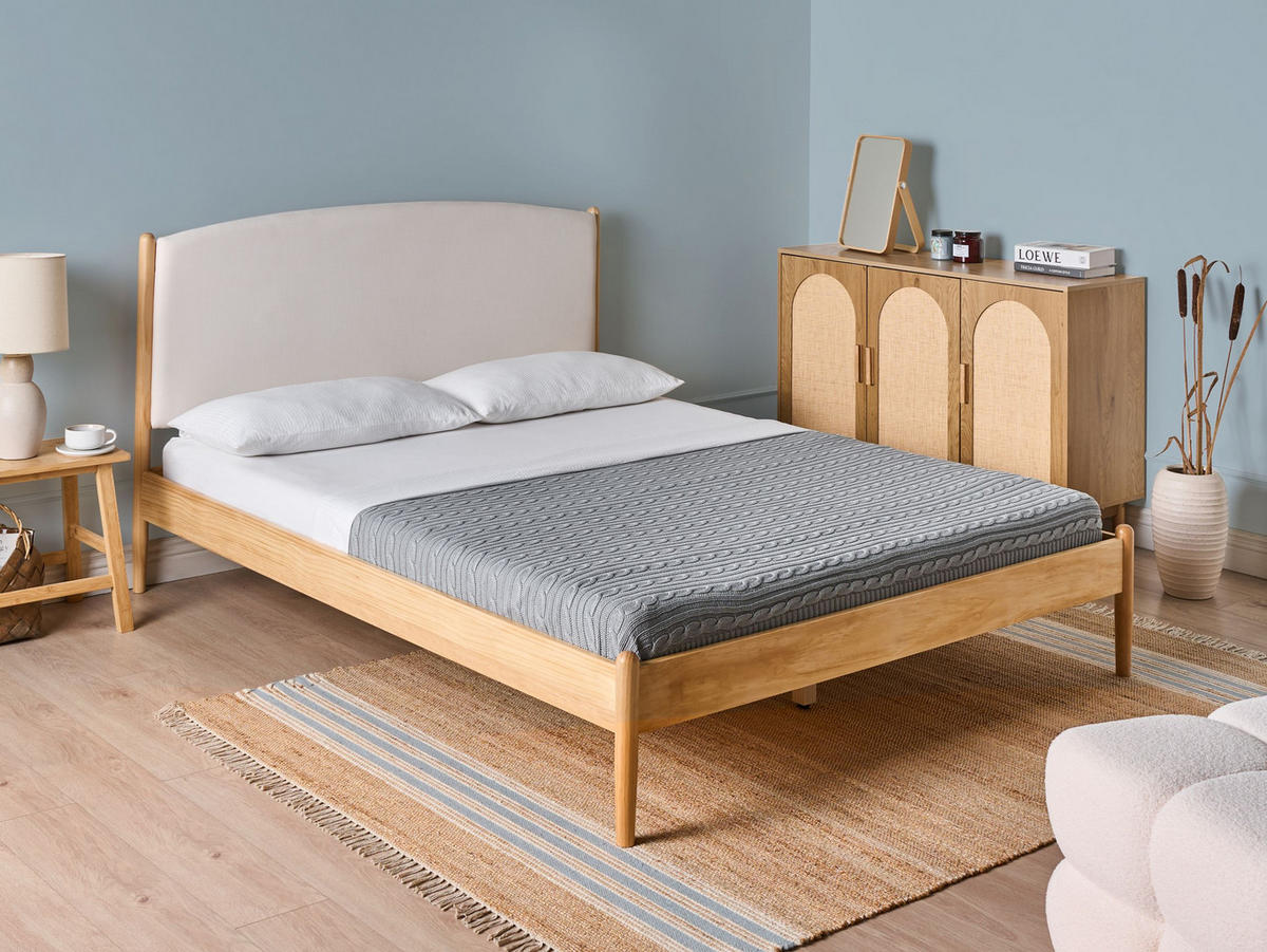 BETT mit Lattenrost 160/200 cm Hellbraun Clairac - Hellbraun, Holz (160/200cm) - Beliani