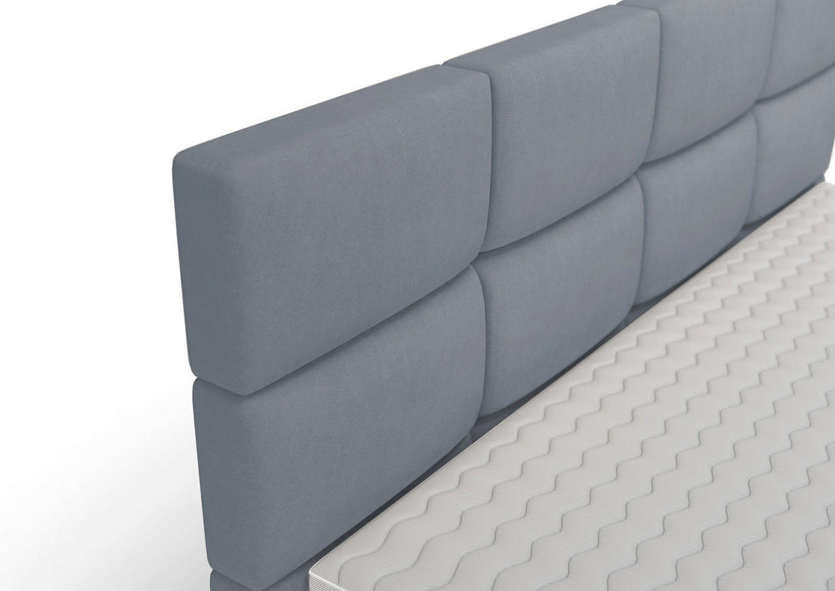 NEIN_BOXBETT Rektango Graphitgrau Velours 180/200 cm - Schwarz/Graphitfarben, Textil/Metall (180/200cm) - Selsey