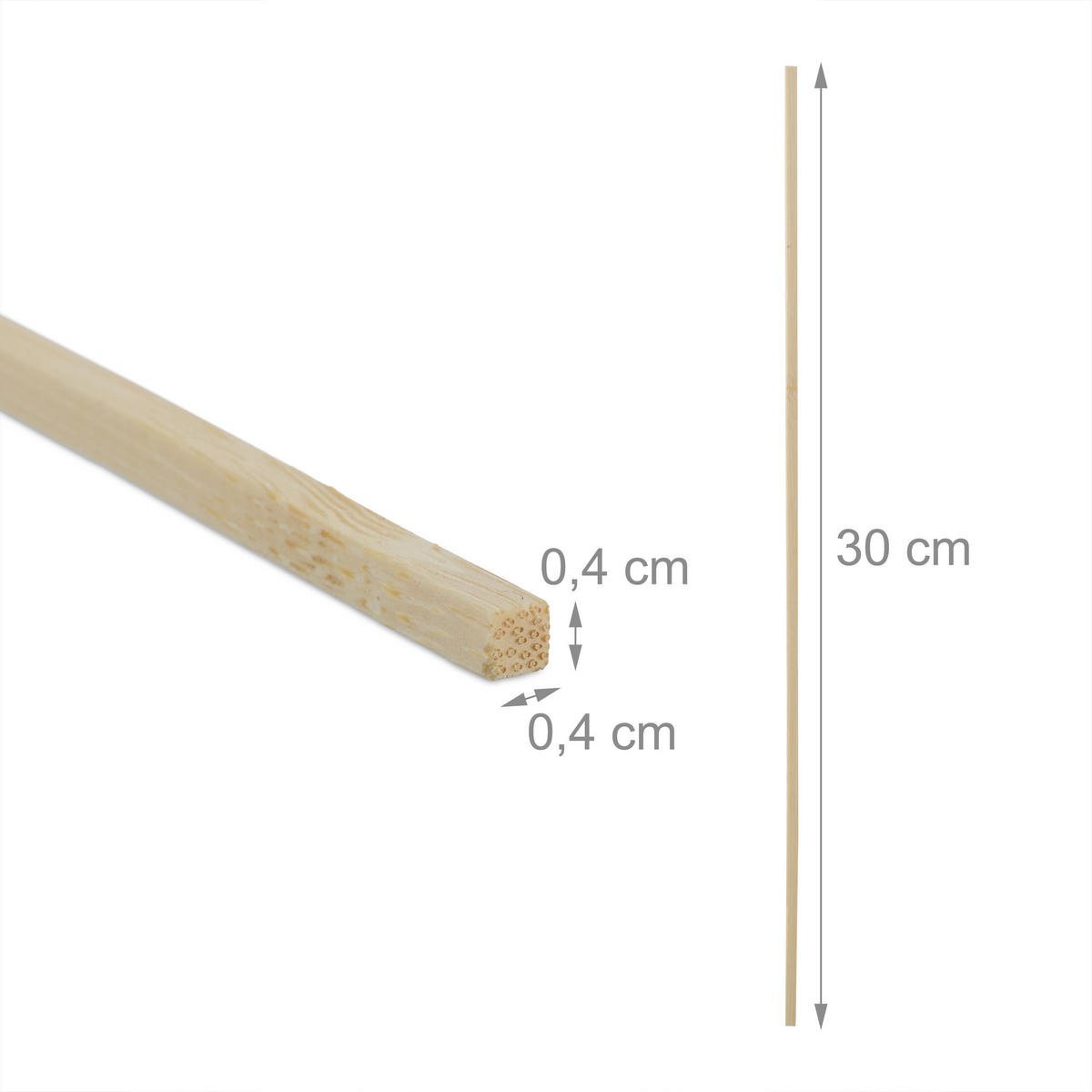 200XBAMBUSSTÄBE - Hellbraun, Holz (0.4/30/0.4cm) - Relaxdays