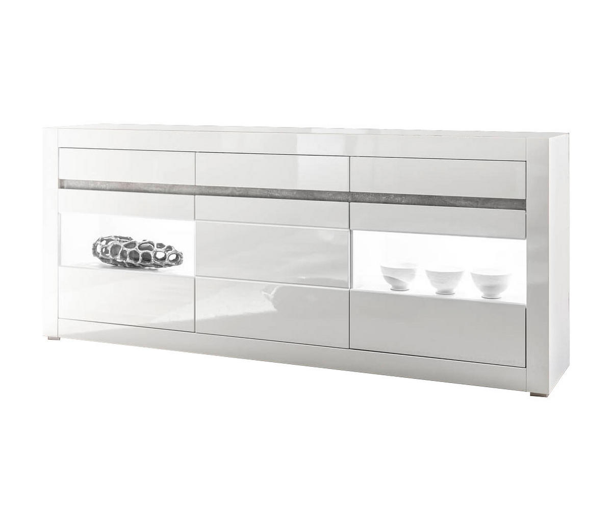 SIDEBOARD Carat weiß Hochglanz 217 cm / 42 cm / 90 cm - Weiß, Holz/Holzwerkstoff (217/90/42cm) - Feldmann-Wohnen