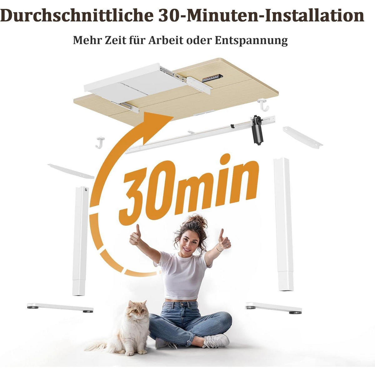 SCHREIBTISCH höhenverstellbar 140 x 60 cm mit Schublade und Memory-Funktion Beige - Beige, Holzwerkstoff (60/120/118cm)