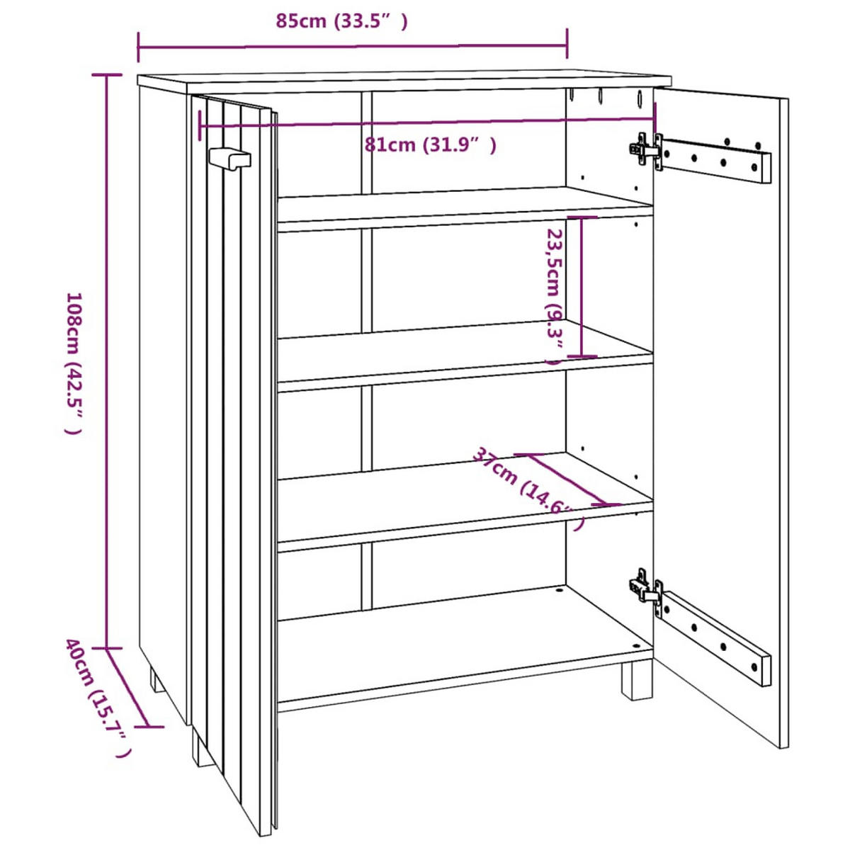 SCHUHSCHRANK Garcia 85/40/108 cm - Grau, Holzwerkstoff (85/108/40cm) - Nettlife
