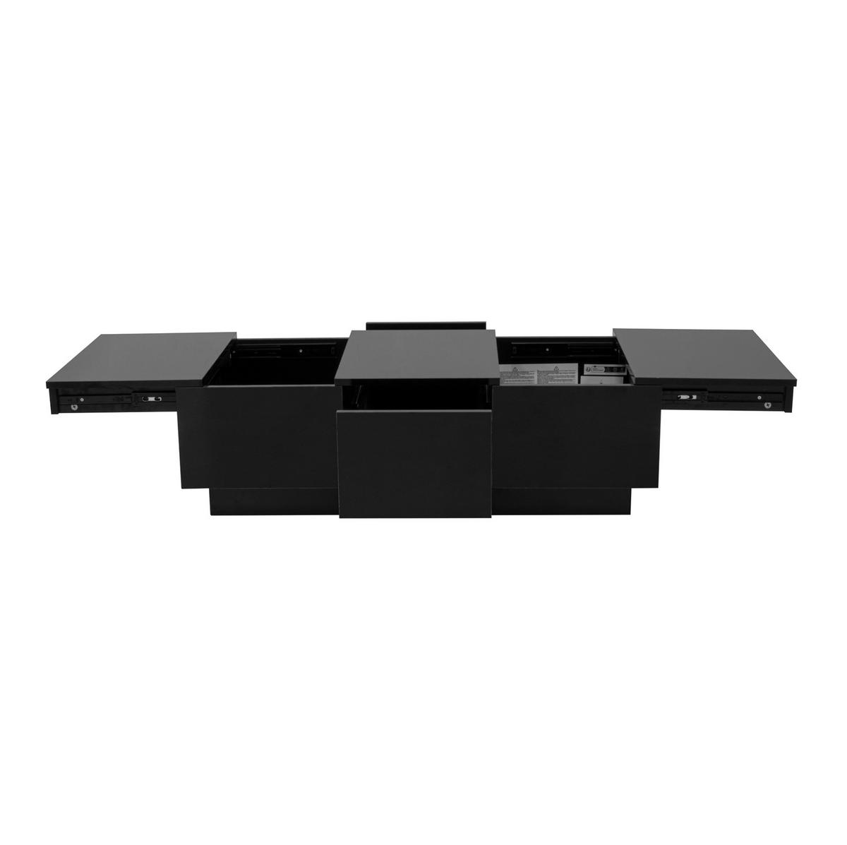 COUCHTISCH 100/31/50 cm Schwarz hochglänzend mit Schubladen und Schiebefächern - Schwarz, Holzwerkstoff (100/50/23.5cm) - OKWISH