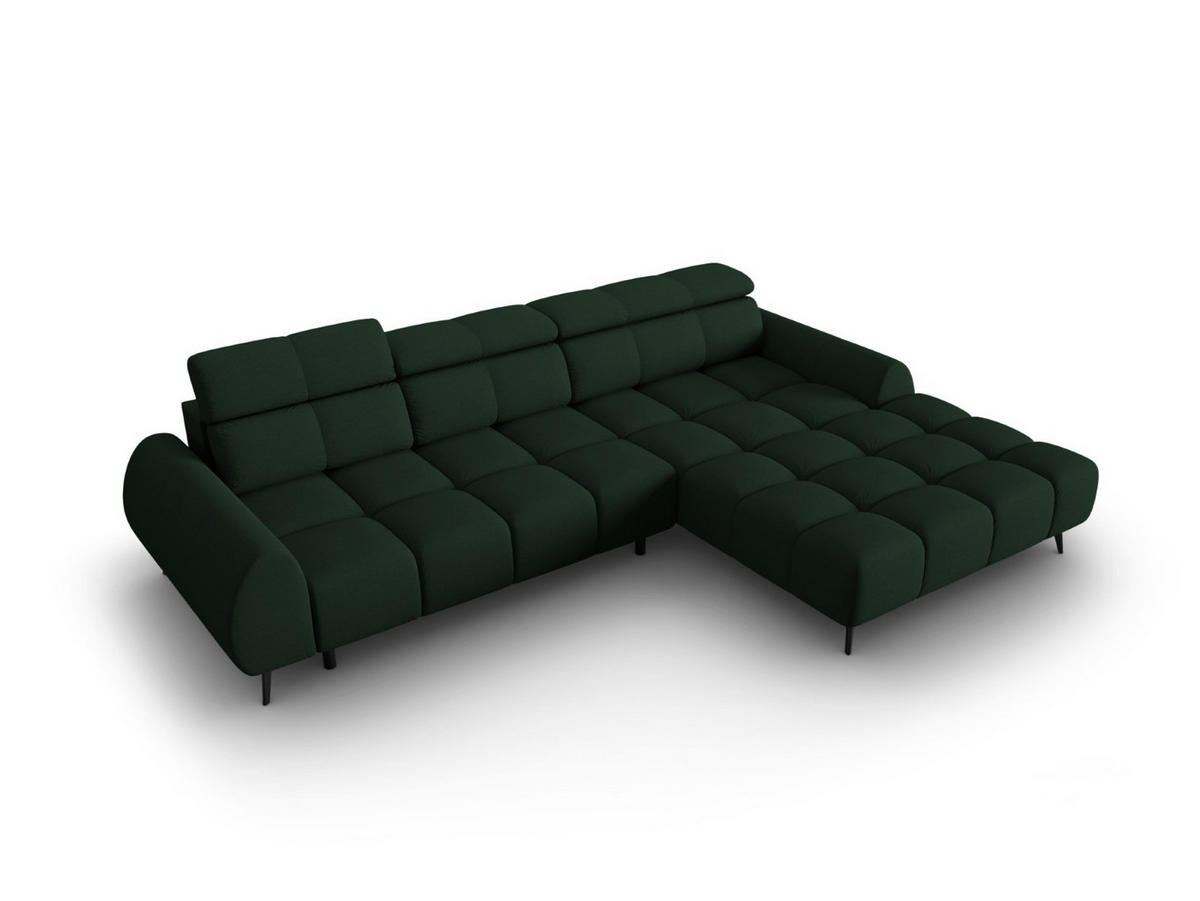 ELEKTRISCHES-ECKSOFA rechts Alyse aus strukturiertem Stoff dunkelgrün 5 Sitzplätze - Dunkelgrün, Textil (188/295cm) - Micadoni