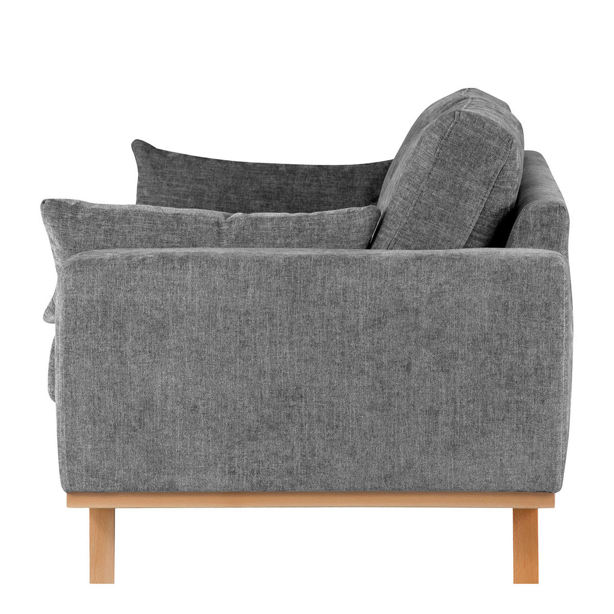3-SITZER SOFA - Dunkelgrau/Buchefarben, Buchenholz/Textil (237/81/88cm) - home24