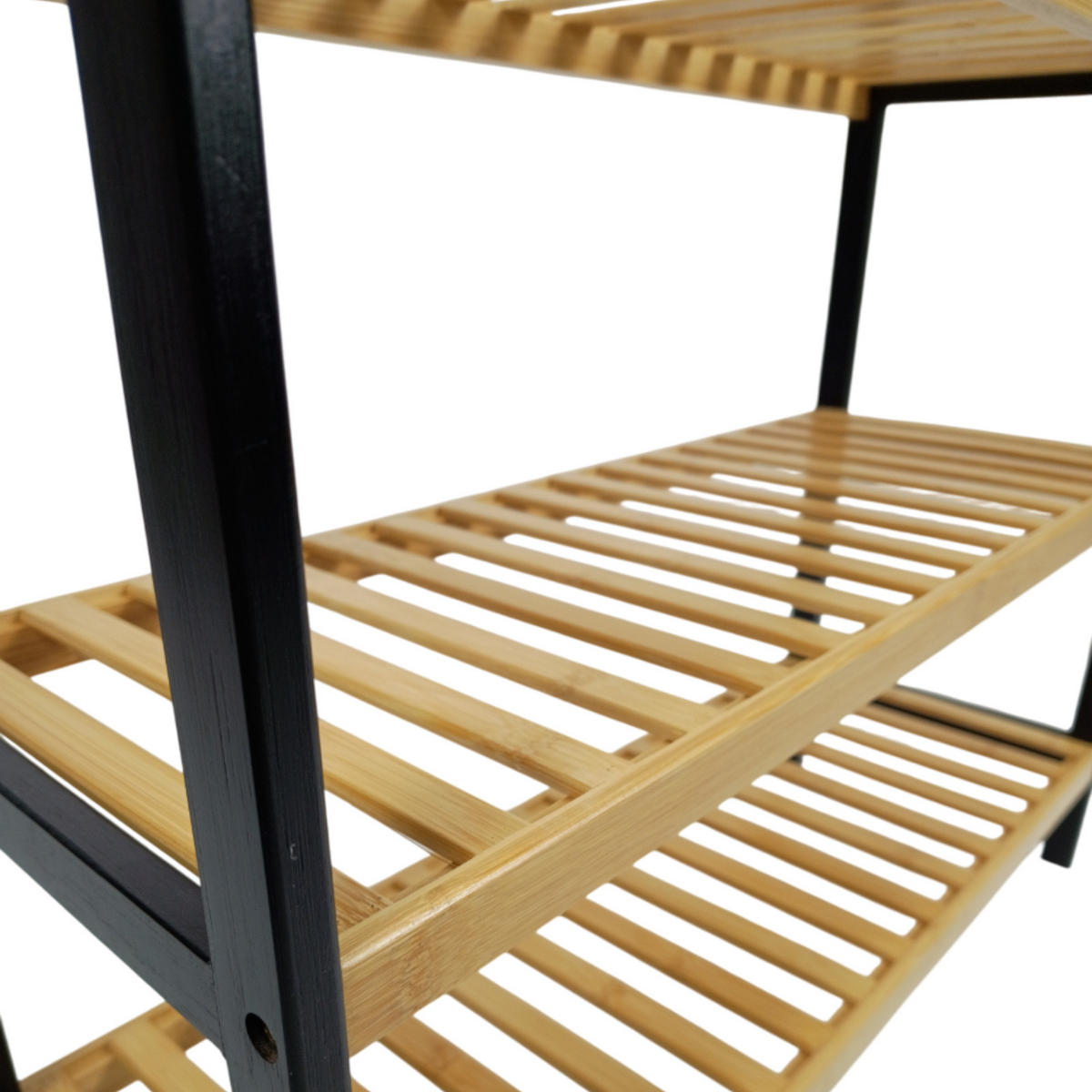 SCHUHREGAL Bambus Schwarz Naturfarben 3 Ablahen 70/26/55 cm - Hellbraun/Schwarz, Holz (70/55/26cm) - Begryf