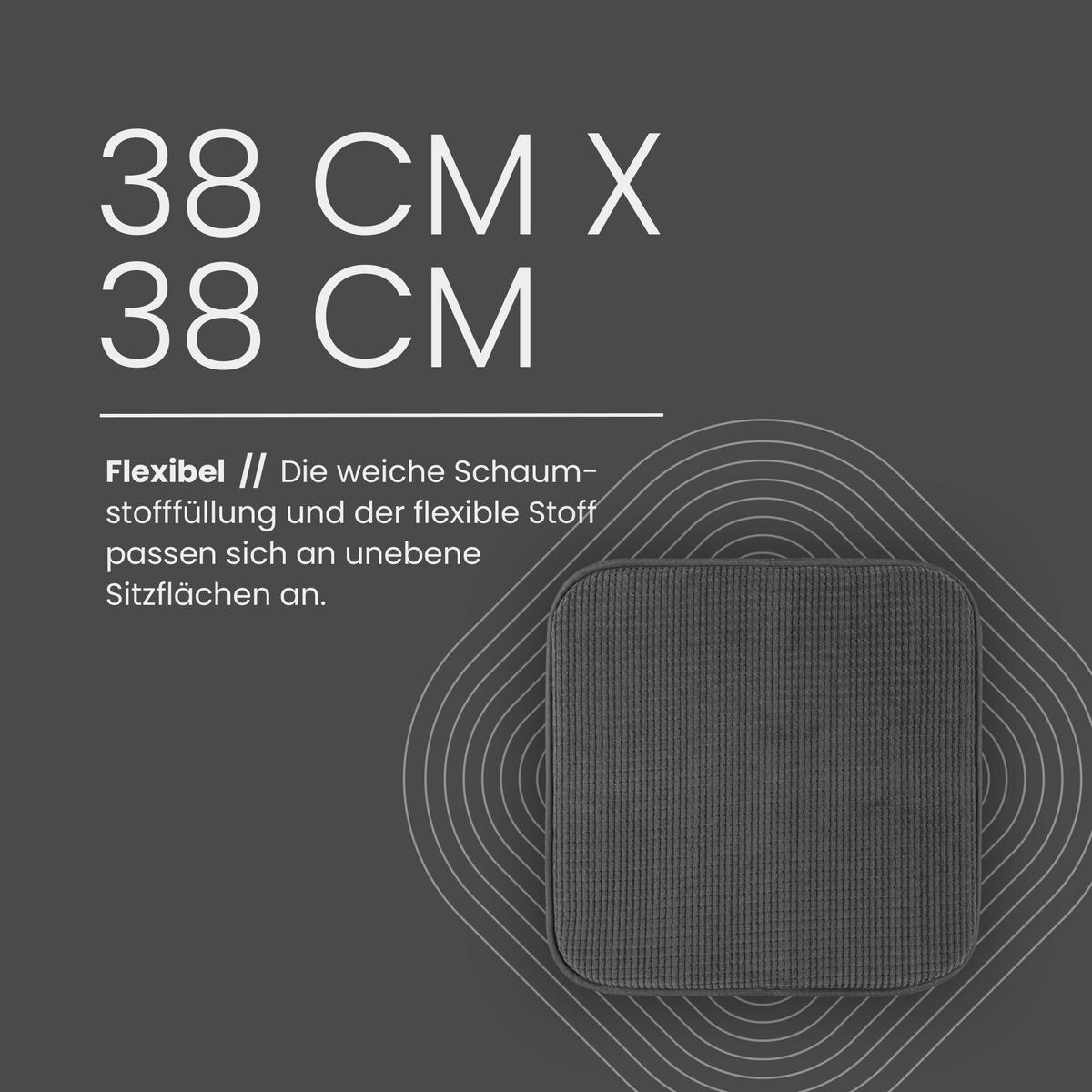 SITZKISSEN 38x38 cm Anthrazit 4er-Pack - Anthrazit, Kunststoff (38/38cm)