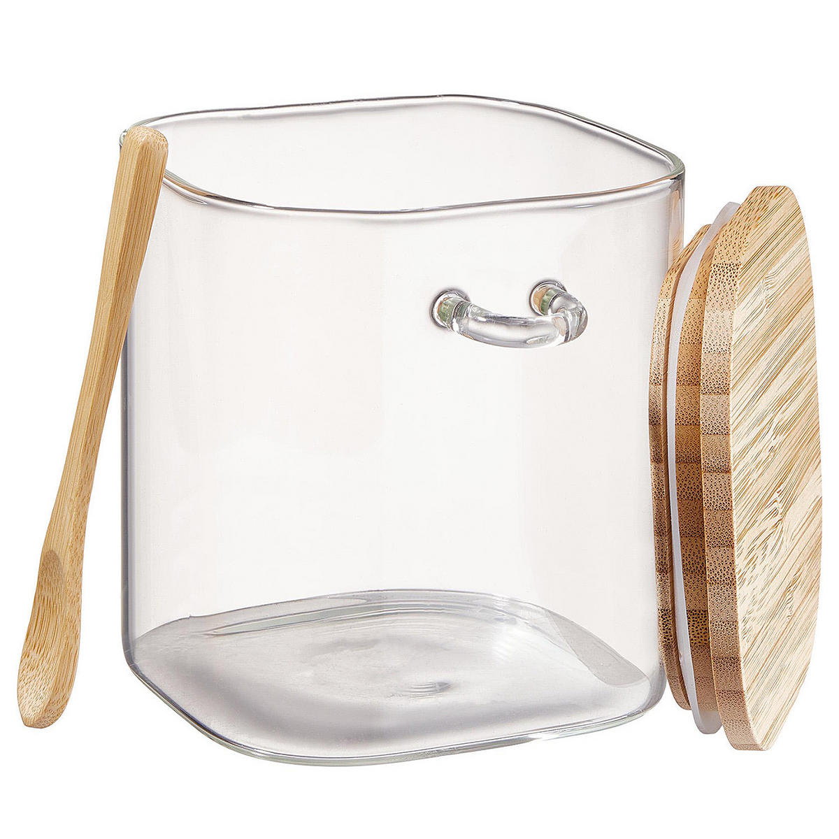VORRATSGLAS Composition - Transparent, Glas/Holz (10/11/13cm) - Butlers