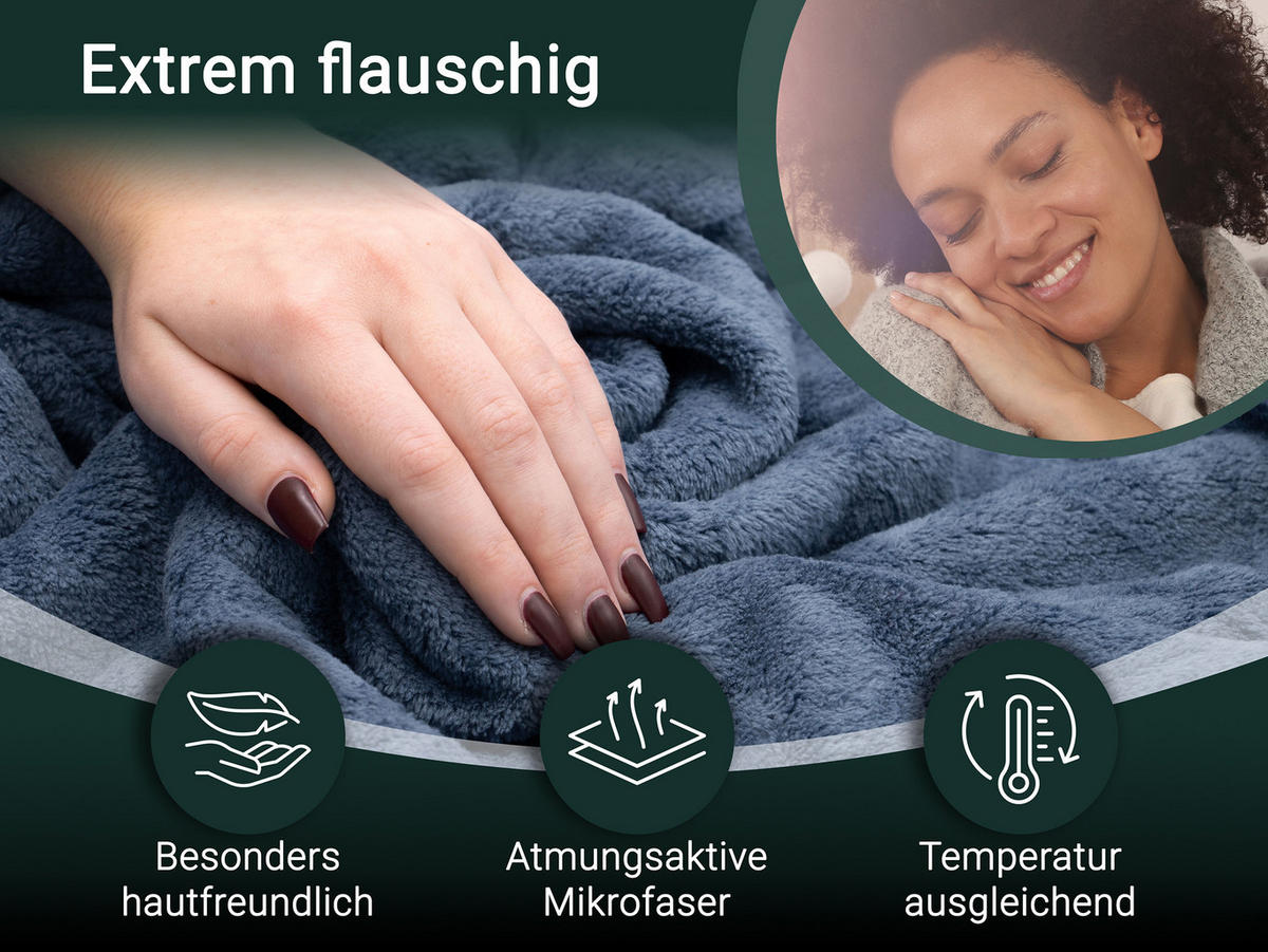 KUSCHELDECKE, 150x200 cm, 100% Polyester, Blau - Blaugrau, Textil (150/200cm) - Zollner