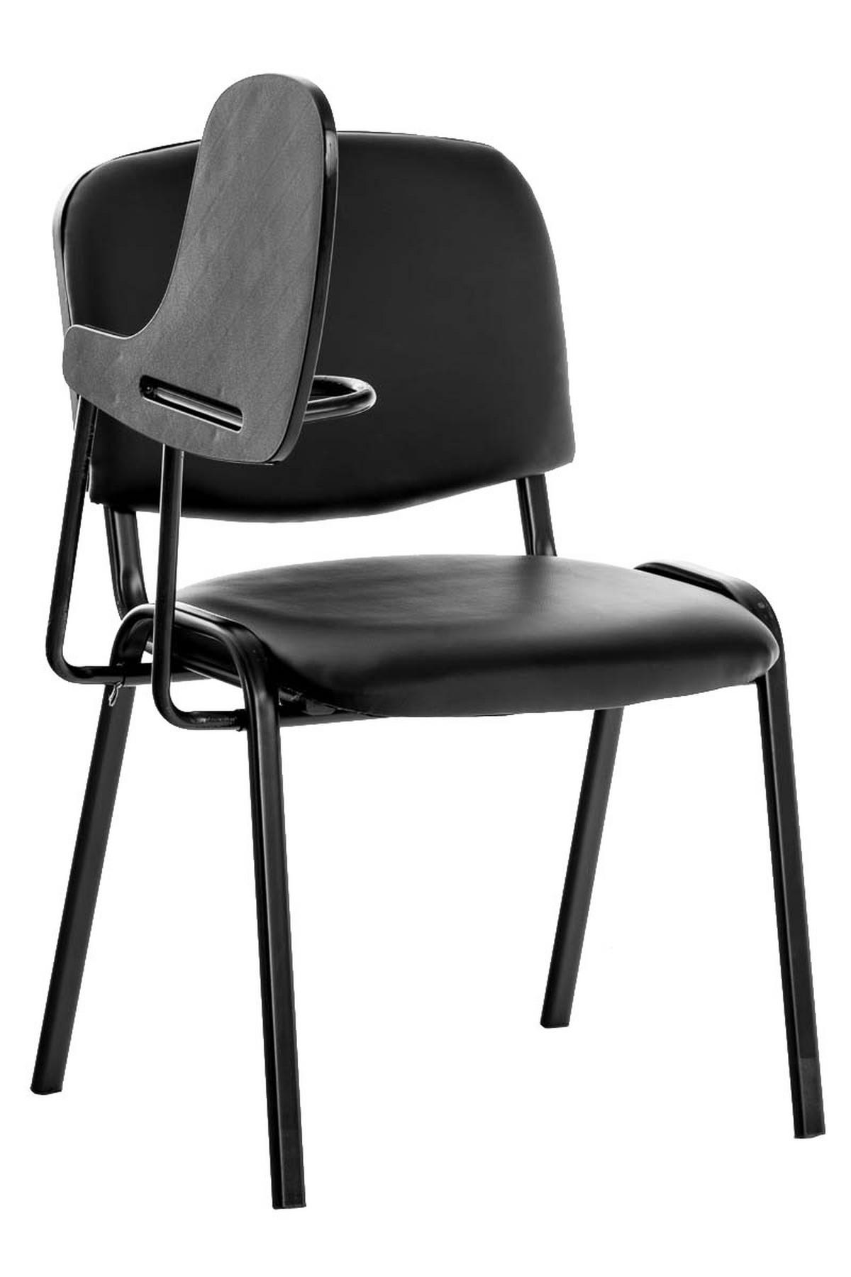 BESUCHERSTUHL Keen mit Klapptisch, Kunstleder mit Gestell Schwarz / Bezug Schwarz - Schwarz, Textil/Metall (53/81/53cm) - TPFLiving