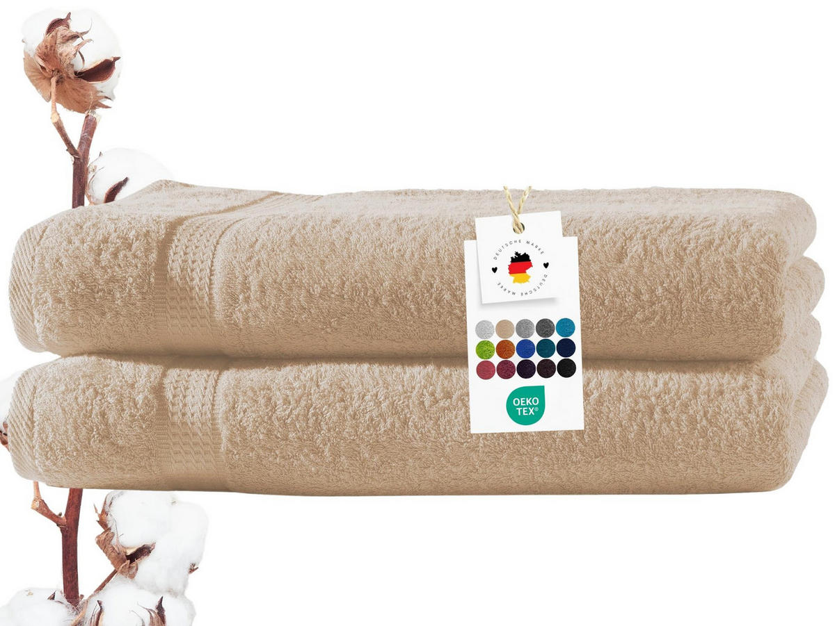 DUSCHTUCH 70x140 cm Frottier Handtücher im 2er Set aus 100% Baumwolle, Beige 500g/m2 - Beige, Textil (70/140cm) - Carpe Sonno