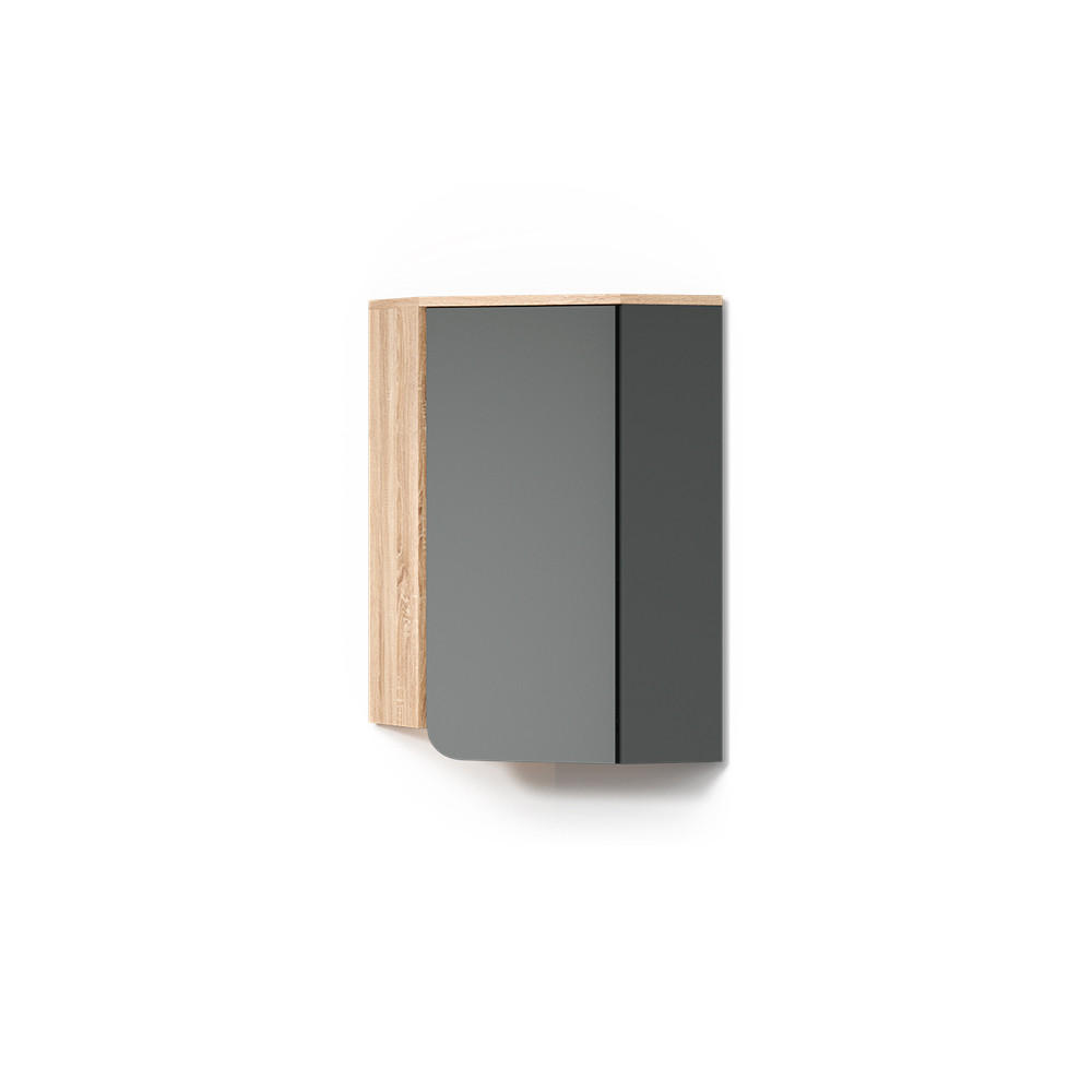 BADSCHRANK Marano Anthrazit 42.4 x 75 cm mit Tür und offenen Fächern - Anthrazit/Sonoma Eiche, Holzwerkstoff (42.4/75/42.4cm) - Livinity®