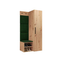 MOBILIER PENTRU HOL Medi III - verde/stejar Artisan, material plastic/compozit lemnos (40/191/50cm) - MIRJAN24
