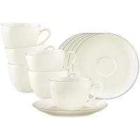 KAFFEETASSEN MIT UNTERTASSEN Savona Grey Line creme 270 ml 6er Set - Creme, Keramik (16/8.3/16cm) - Seltmann Weiden