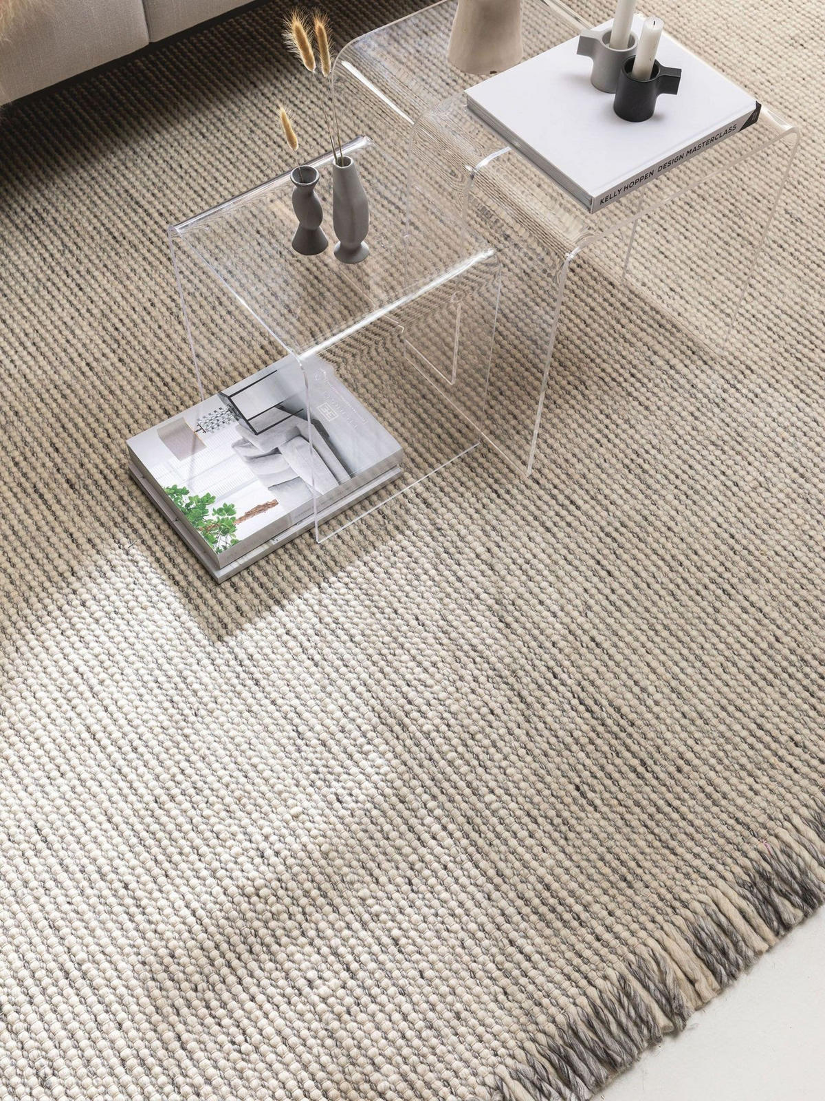 WOLLTEPPICH Mary Ivory Hellgrau 160x230 cm - Beige/Grau, Textil (160/1cm) - KUNSTLOFT