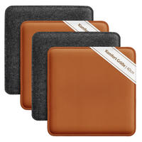 SITZKISSEN zum Wenden Filz und Kunstleder 4er Set - Dunkelgrau, Textil (40/40/2cm) - Miqio Design