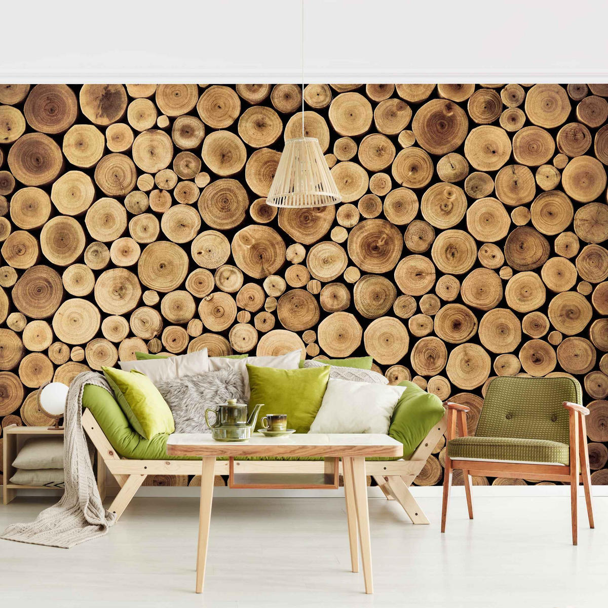 FOTOTAPETE Homey Firewood 384/255 cm - Braun, Papier (384/255cm) - Bilderwelten