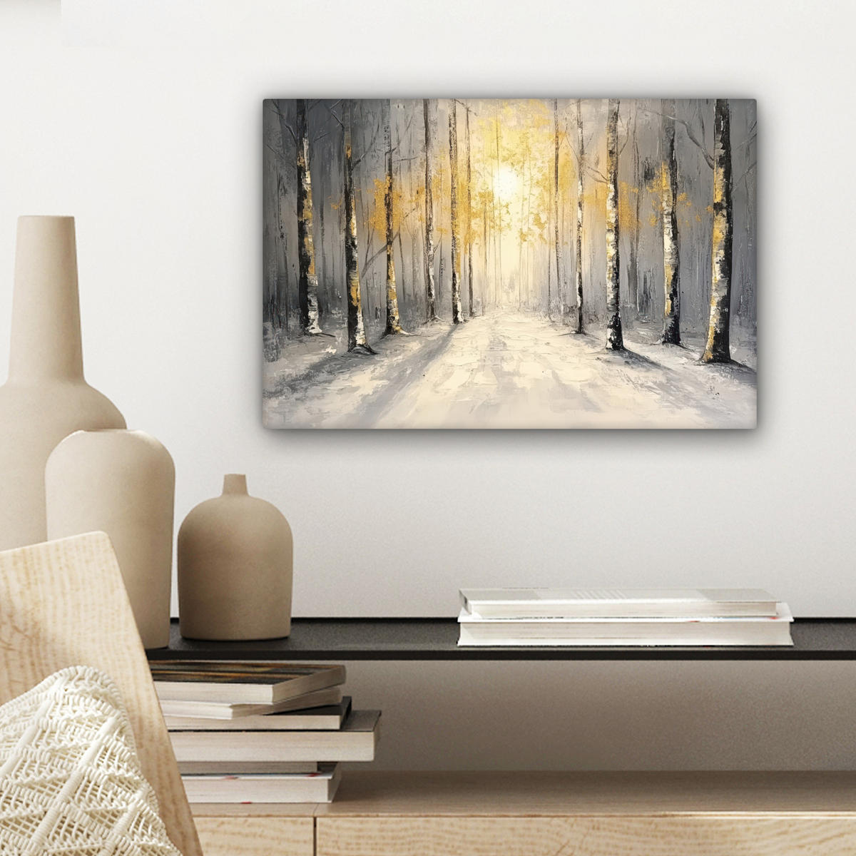 LEINWANDBILD Winter - Abstrakt - Schnee - Natur - Sonne Deko Schlafzimmer 30x20 cm - Grau, Textil (30/20cm) - MuchoWow
