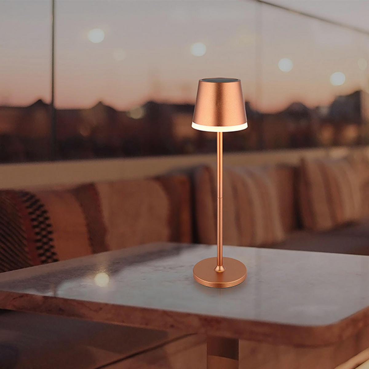 LED AUSSENLEUCHTE Solar Champagner satiniert - Champagner, Metall (11/11/41cm) - Globo Lighting