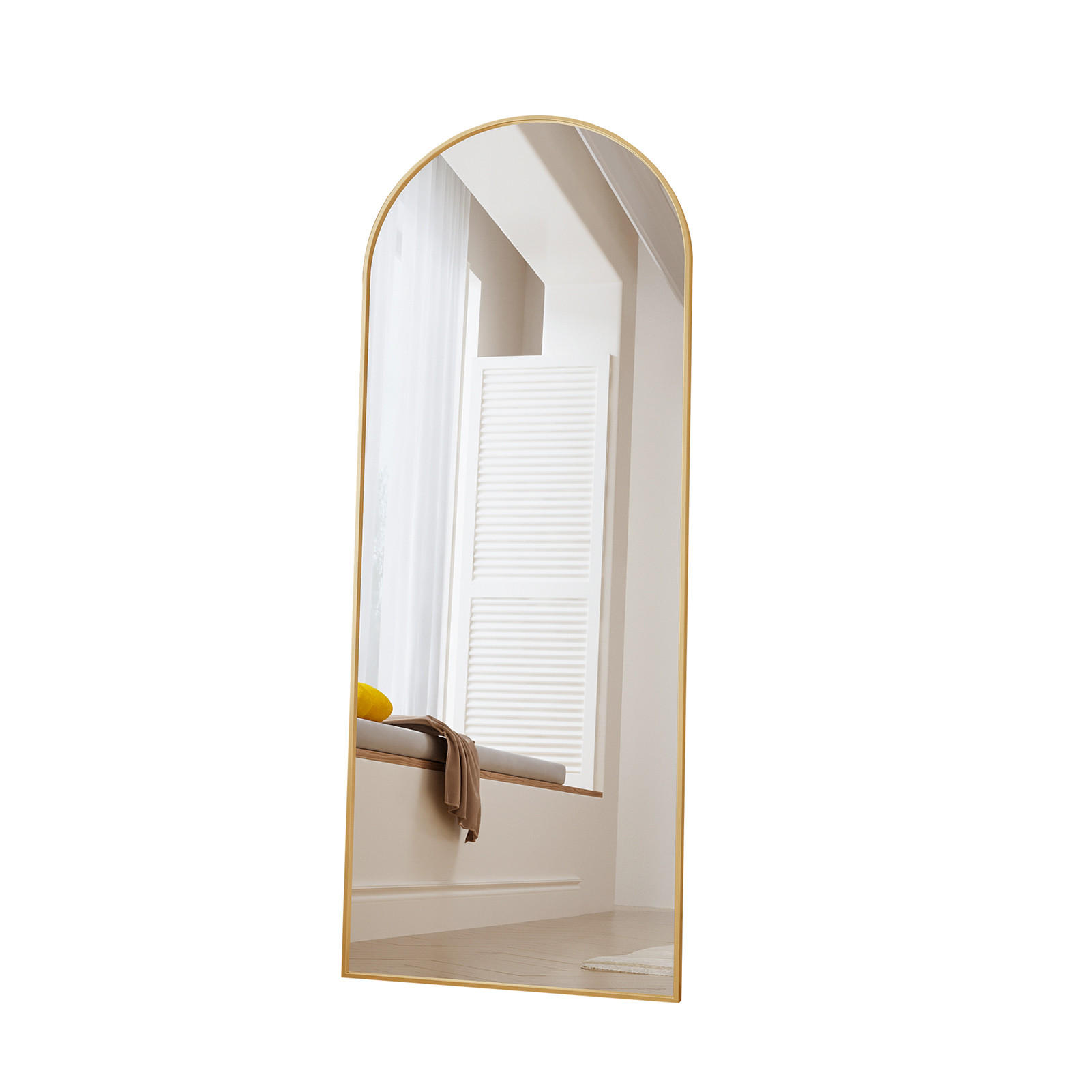 STANDSPIEGEL Bogen 165x60 cm Metallrahmen gold - Goldfarben, Holz (60/165/3cm) - LEBENLANG