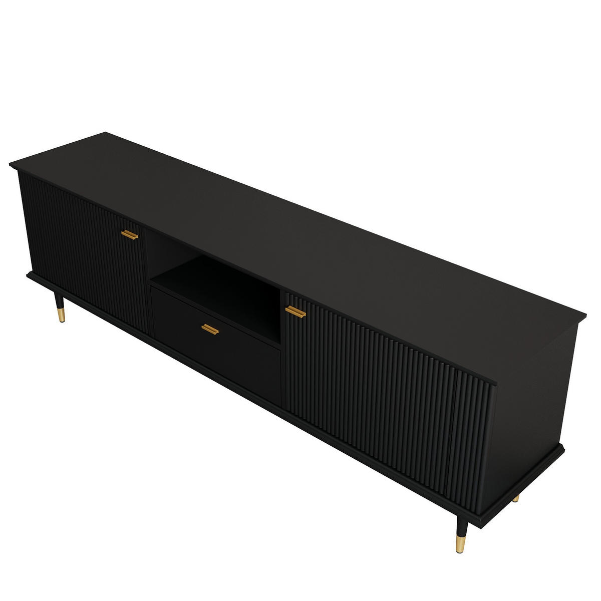 TV-SCHRANK 170/36/54 cm Schwarz mit 1 Schublade, 2 Türen und Soft-Close - Goldfarben/Schwarz, Holzwerkstoff/Metall (170/54/36cm) - Oxeza