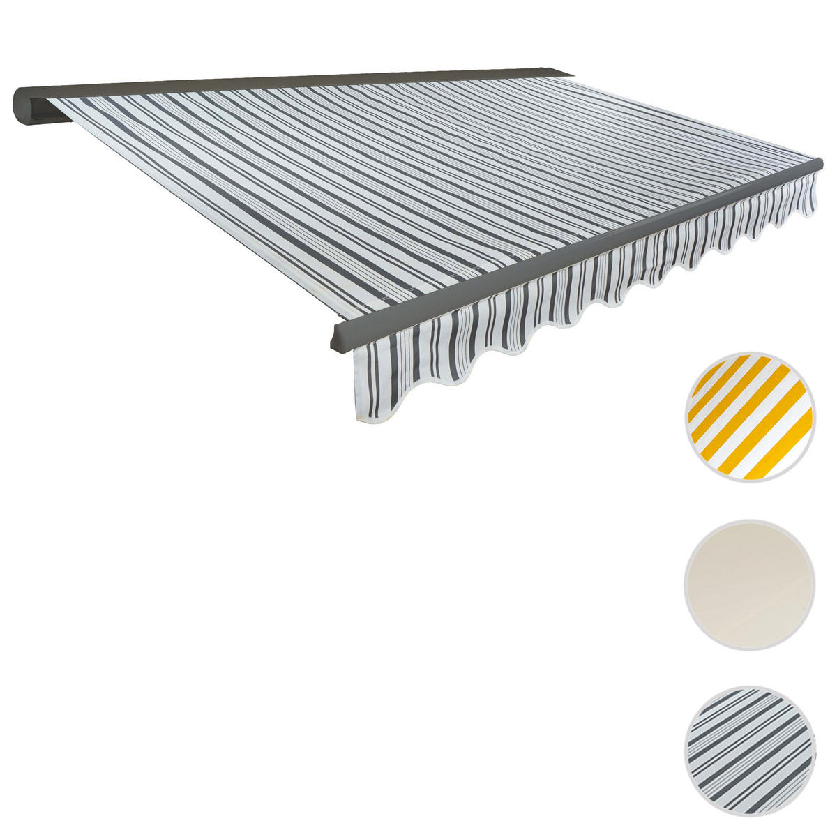 KASSETTEN-MARKISE MIT VOLANT Grau, Weiß, Grau - Weiß/Grau, Textil (400/23/300cm) - MCW