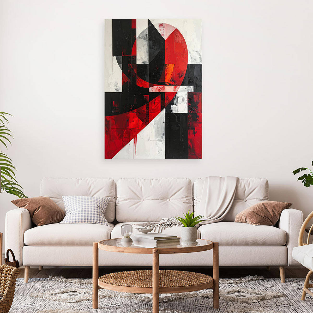 LEINWANDBILD 3D und geometrisch 70x100cm - Rot, Textil (70/100cm) - Feeby