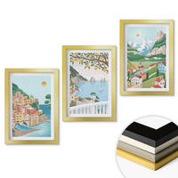 WANDBILDER 3er Set - 20x30 cm Goldrahmen - Pastellfarbene Küstenansichten - Goldfarben, Kunststoff (20/30cm) - ArtPrintCave
