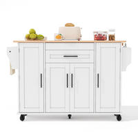 KÜCHENINSEL in Naturfarbe Servierwagen mit Besteckschubladen und Einlegeböden für Küche und Esszimmer, B136/T70/H92 cm - Weiß, Holzwerkstoff (120/92/45cm) - STILVORA
