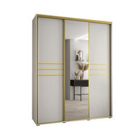 SCHWEBETÜRENSCHRANK 235,2/200/60 3-türig - Goldfarben/Weiß, Holz/Metall (200/235/60cm) - Abiks Möbel