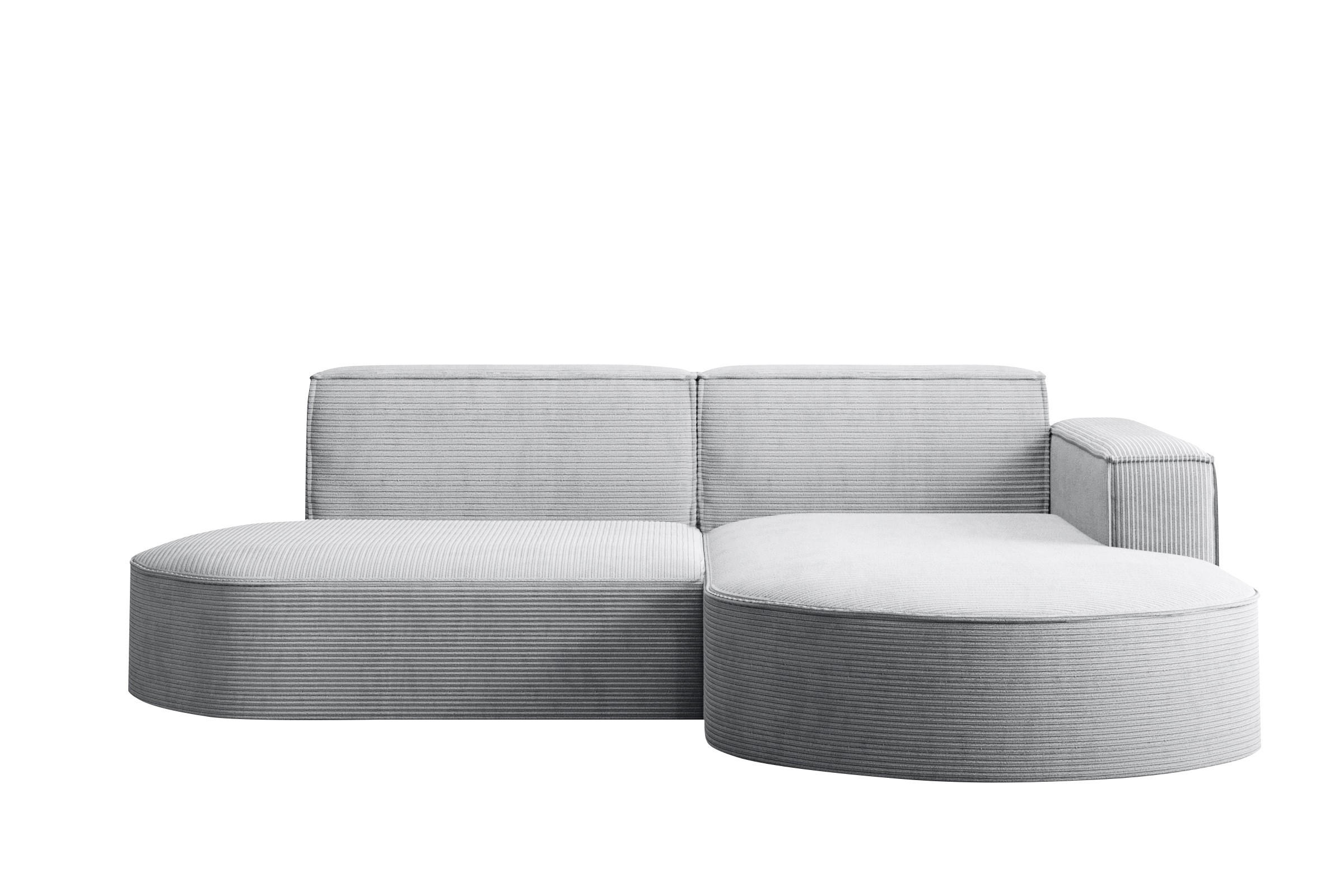 ECKSOFA Modena Studio, Cord Stoff Hellgrau Rechts - Hellgrau, Holzwerkstoff/Textil (236/165cm) - Kaiser Möbel