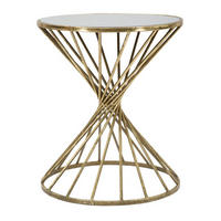 BEISTELLTISCH Small Hypnos, goldfarben, Eisen, MDF und Glas, 42 x 42 x 50 cm - Goldfarben, Glas/Holzwerkstoff (42/42/50cm) - Mauro Ferretti