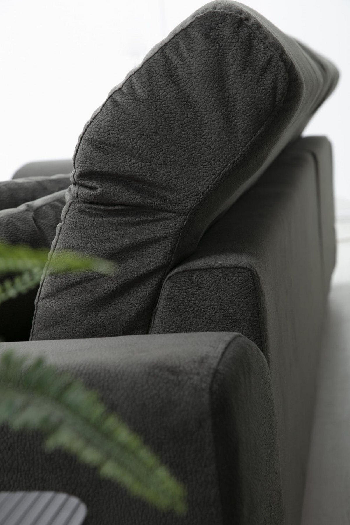 ECKSOFA mit verstellbarer Rückenlehne - Anthrazit/Creme, Holz/Textil (304/190cm) - myHomelando