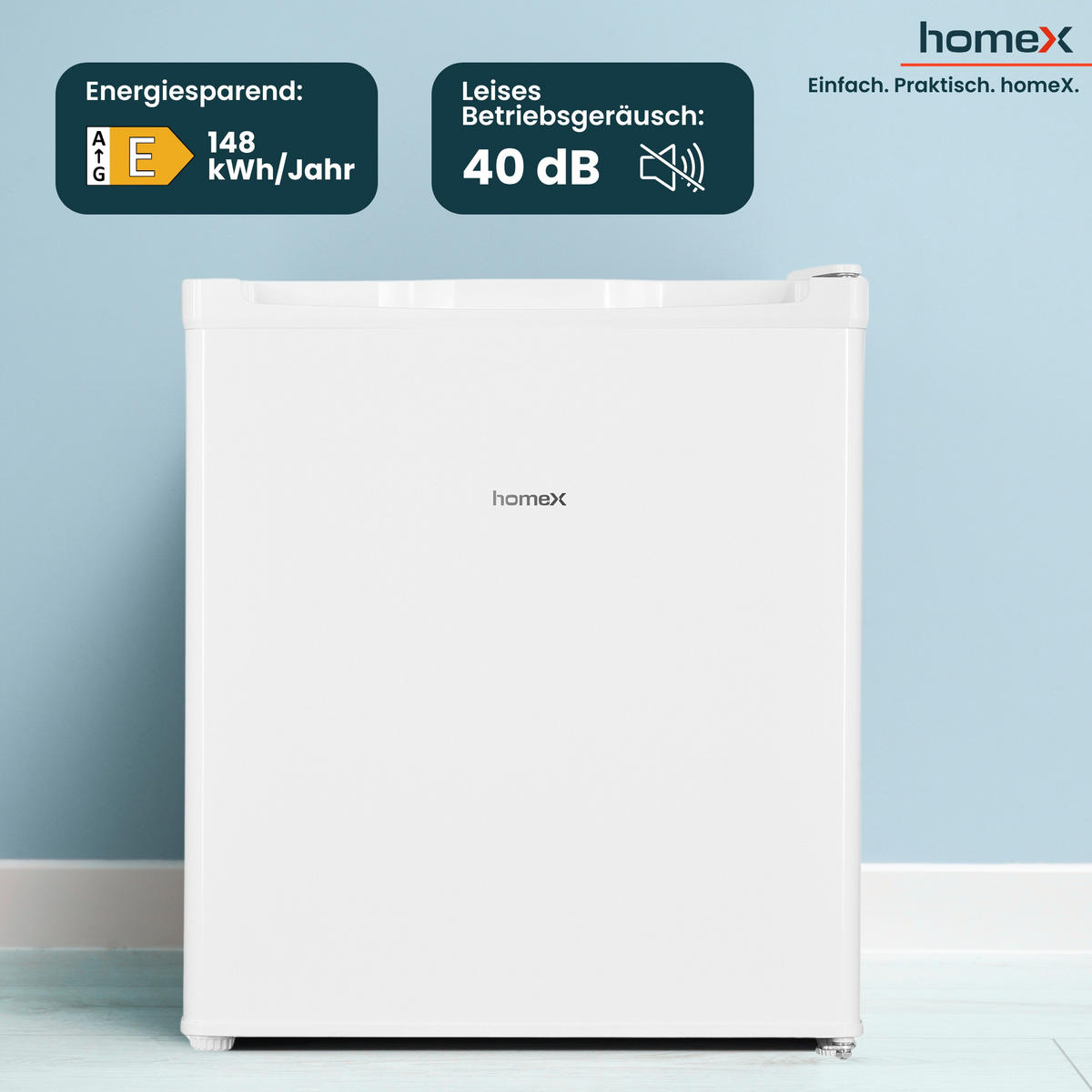 GEFRIERSCHRANK, Mini - 33L Nutzinhalt, 4-Sterne Gefrieren, freistehend, klein, mit Temperaturregelung, FM1015-W weiß - Weiß, Kunststoff/Metall (44/51/47cm) - homeX