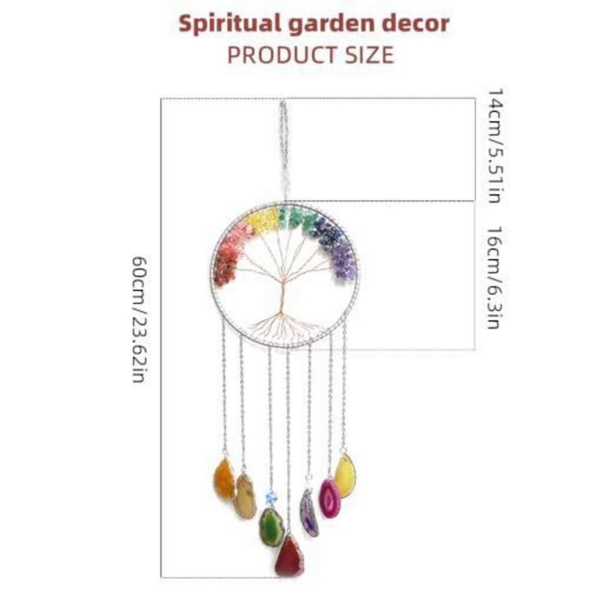 WINDSPIEL Lebensbaum 7 Chakra Achat Scheiben Metallrahmen - Multicolor, Metall (60/14/16cm)