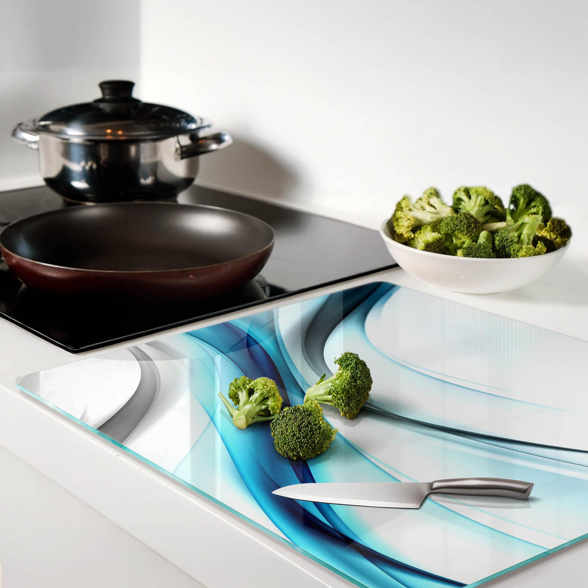 GLASPLATTE 60x52 cm Abstrakte Wellen - Braun, Glas (60/0.4/52cm) - TULUP