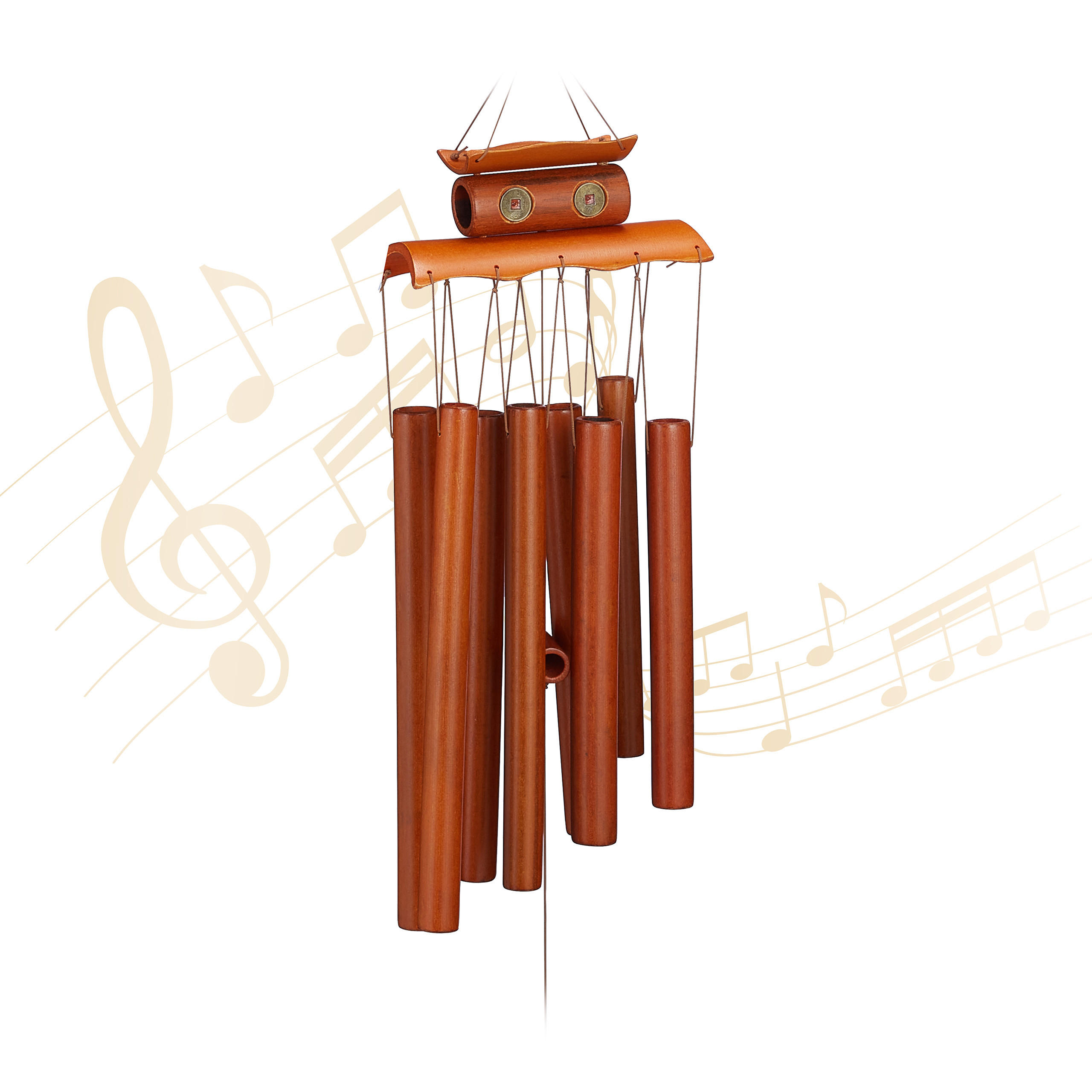 WINDSPIEL - Braun, Holz (6/14/60cm) - Relaxdays