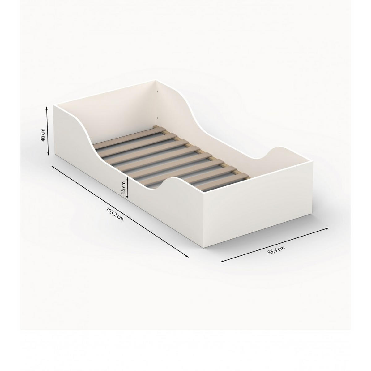 KINDERBETT NOE mit Lattenrost / Kinderbett 90x190 - Weiß - Weiß, Holz (94/40/194cm) - Weber Industries