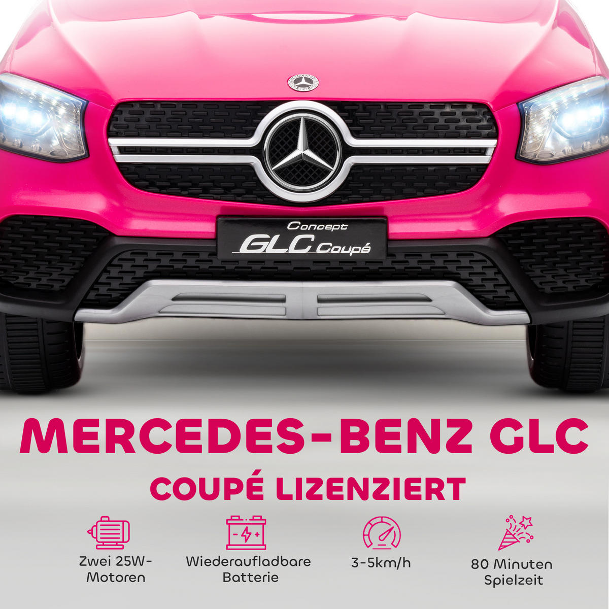KINDER-ELEKTROAUTO 12V Kinderauto mit 2,4 GHz Fernbedienung, Hupe, Rosa - Rosa, Kunststoff (105/68/50cm) - AIYAPLAY