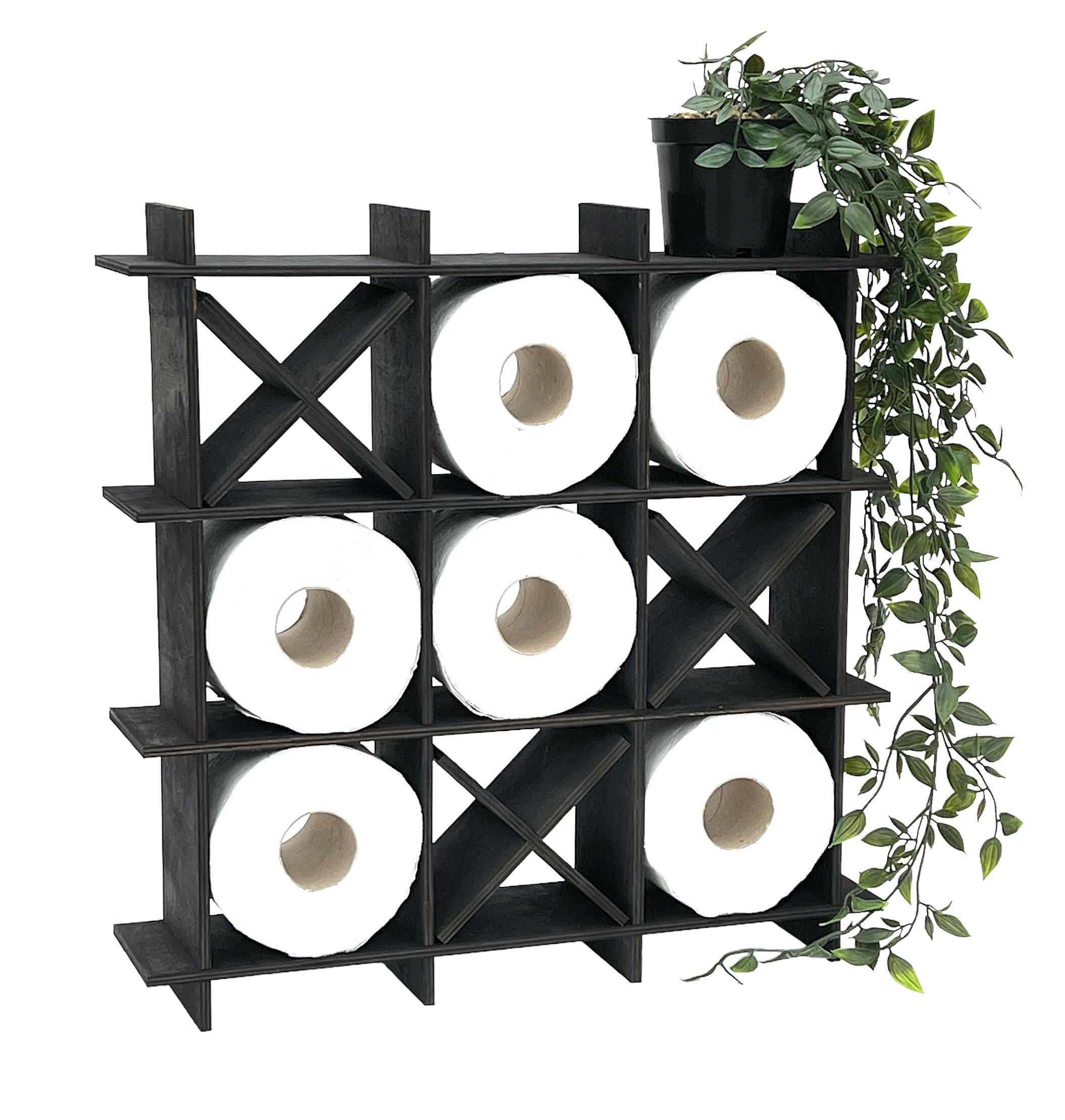 TOILETTENPAPIERHALTER Schwarz Holz Tic Tac Toe - Schwarz, Holz (45/45/10cm) - DanDiBo