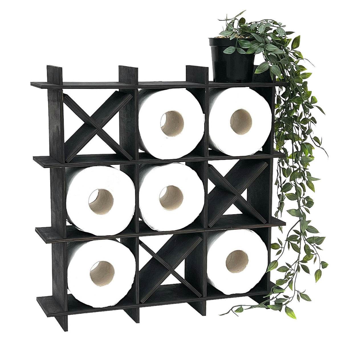 TOILETTENPAPIERHALTER Schwarz Holz Tic Tac Toe - Schwarz, Holz (45/45/10cm) - DanDiBo