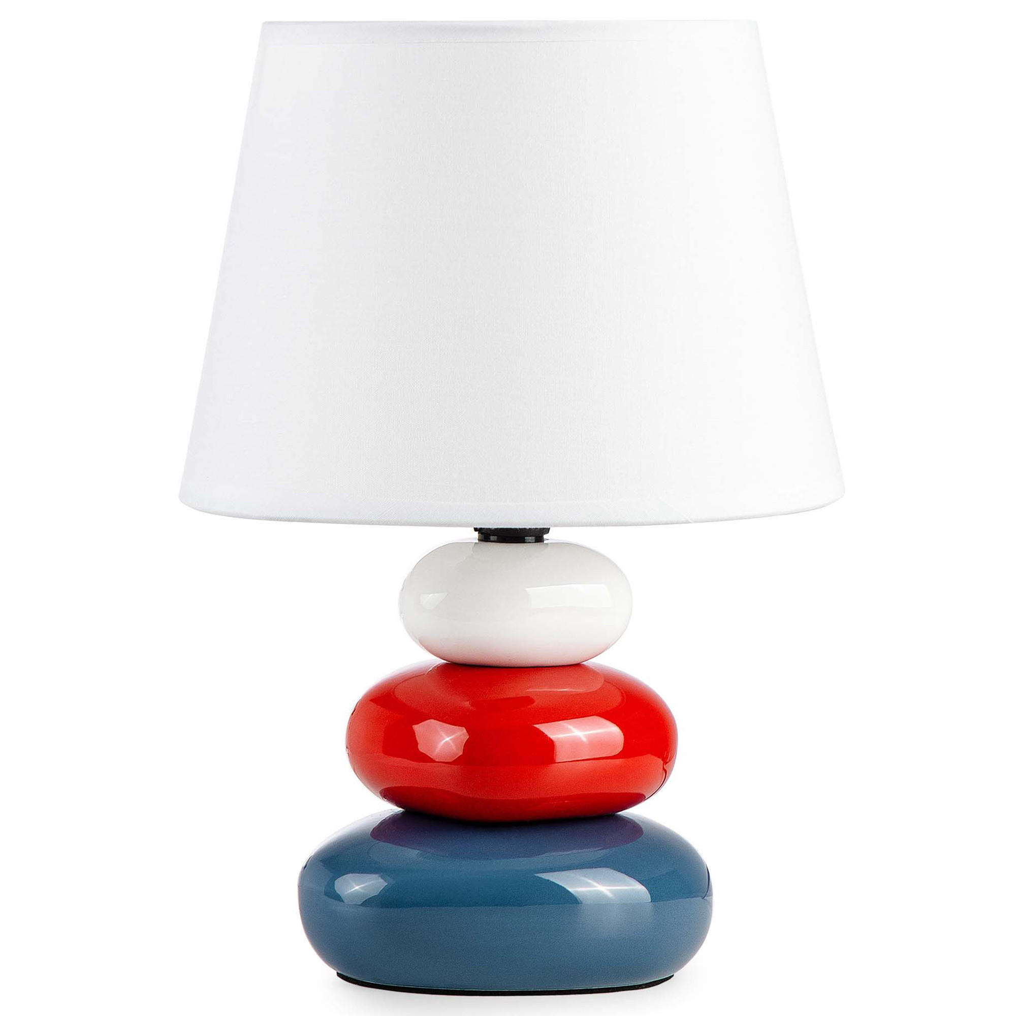 TISCHLAMPE SALU, Marineblau, Rot, Weiß - Multicolor, Keramik/Textil (18/18/24cm) - KONSIMO®