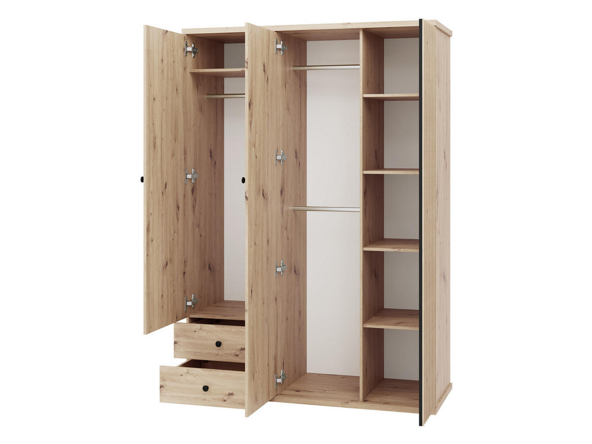 KLEIDERSCHRANK Cali C-23 - Schwarz/Eiche Artisan, Holzwerkstoff/Kunststoff (150/213/60cm) - MIRJAN24