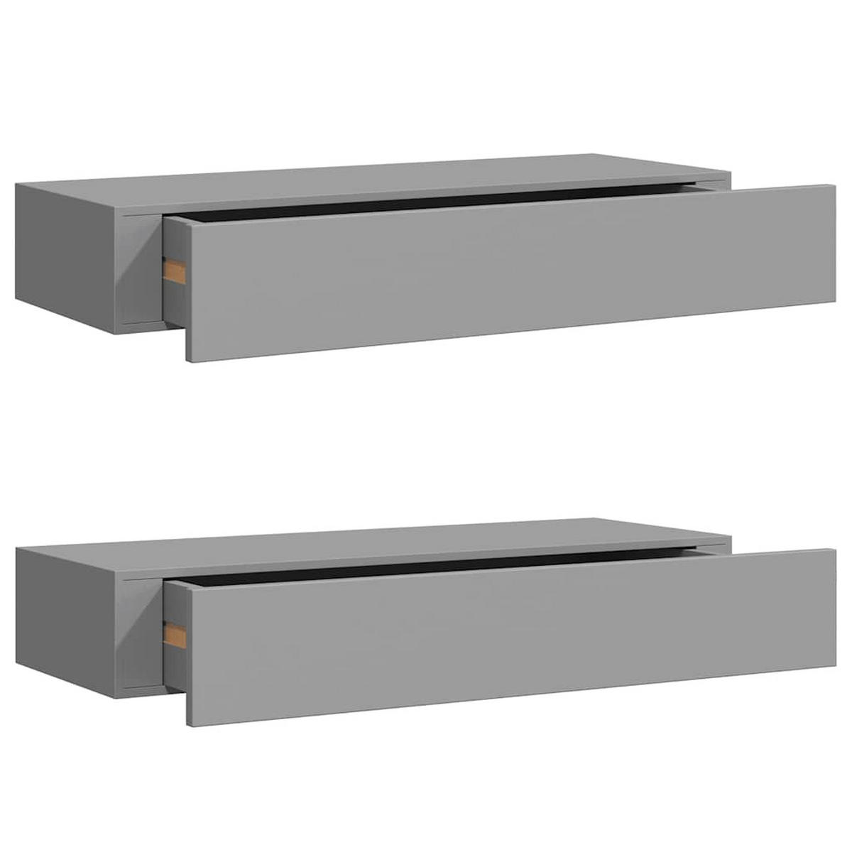 WANDREGALE mit Schubladen 2 Stk. Grau 60x23,5x10 cm - Grau, Holzwerkstoff (60/10/23.5cm) - furnicato