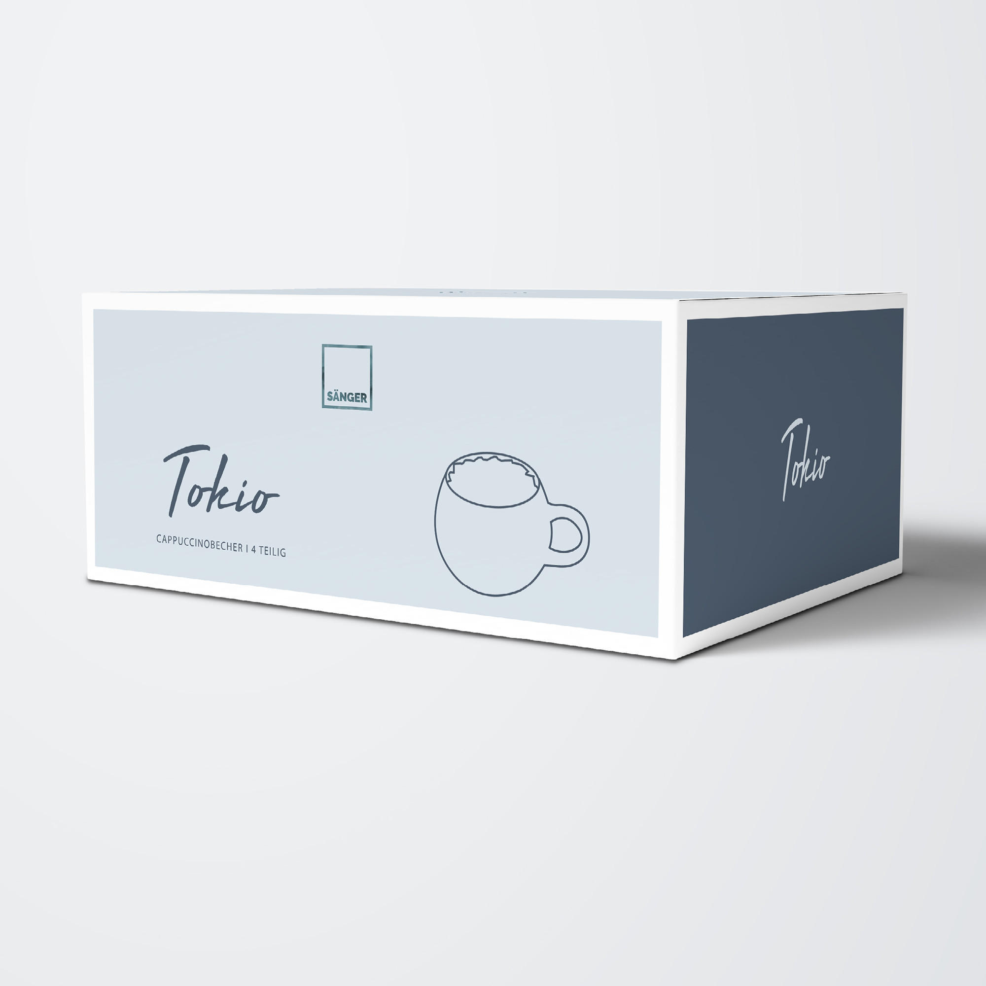 CAPPUCCINOTASSEN SET TOKIO - 4 teilig aus Steingut - Dunkelblau, Keramik (0.4L) - Sänger