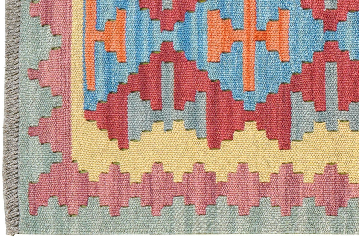 HANDWEBTEPPICH Kelim Gashgai Rot 195/59 cm Schurwolle - Rot, Textil (59/195cm) - Looma