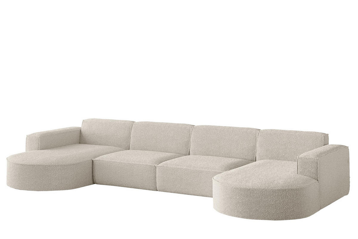 WOHNLANDSCHAFT Palma Xl In Ascot - Beige, Holzwerkstoff/Textil (382/78/165cm) - Fun Möbel
