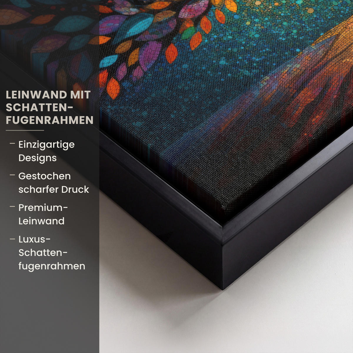 LEINWAND Bilder mit Rahmen - Mosaik - Bunt - Baum - Äste - 30x20 - Multicolor, Textil (30/20cm) - MuchoWow