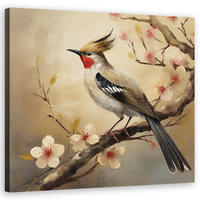 WANDBILD vögel tiere blumen natur - Beige, Textil (40/40cm) - Feeby