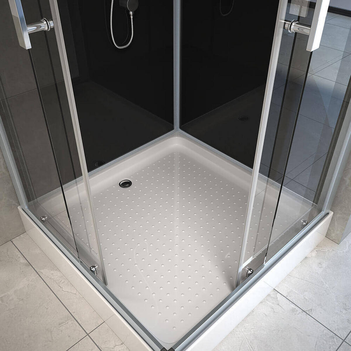 DUSCHKABINE WAVE M - M - Schwarz, Glas (90cm) - Home Deluxe